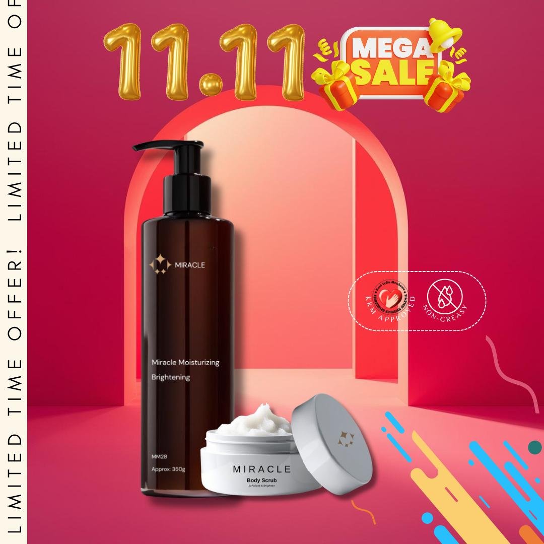 MIRACLE MOISTURIZING BRIGHTENING LOTION 28DAYS + MIRACLE BODY SCRUB